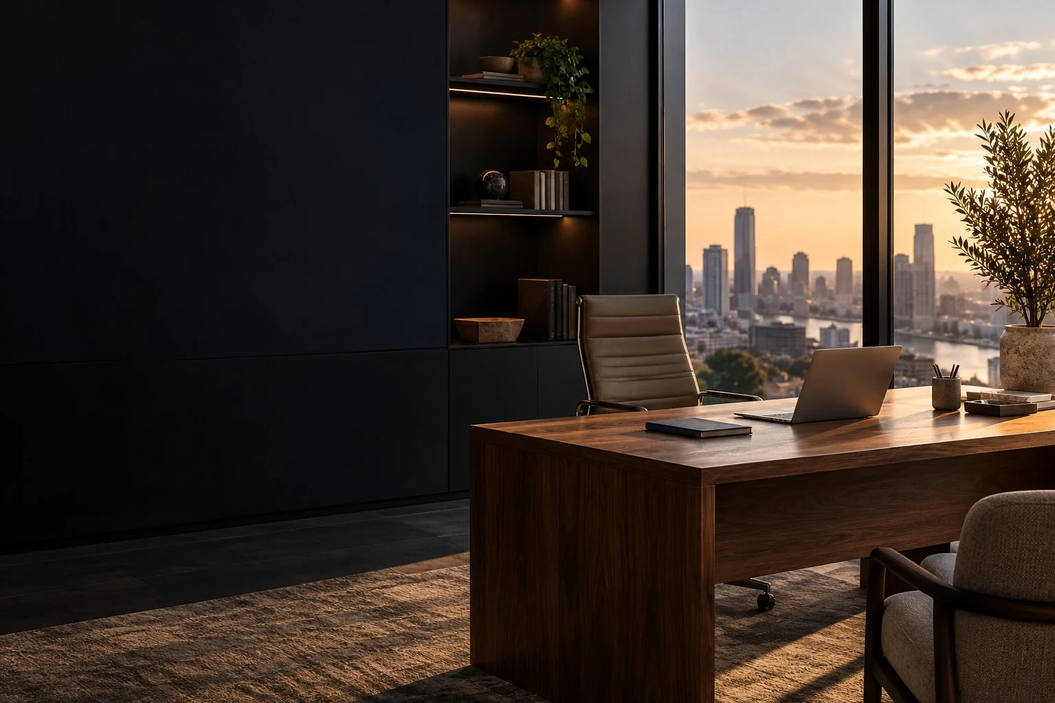 Illustrative contemporary office with natural light